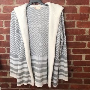 Sherpa lined hooded cardigan